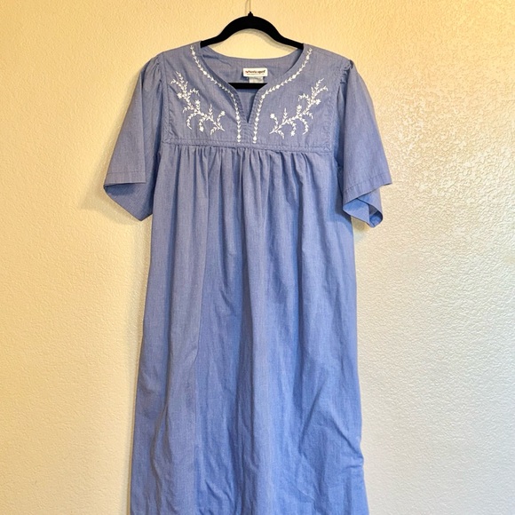 Blue Embroidered House Dress - Picture 1 of 3